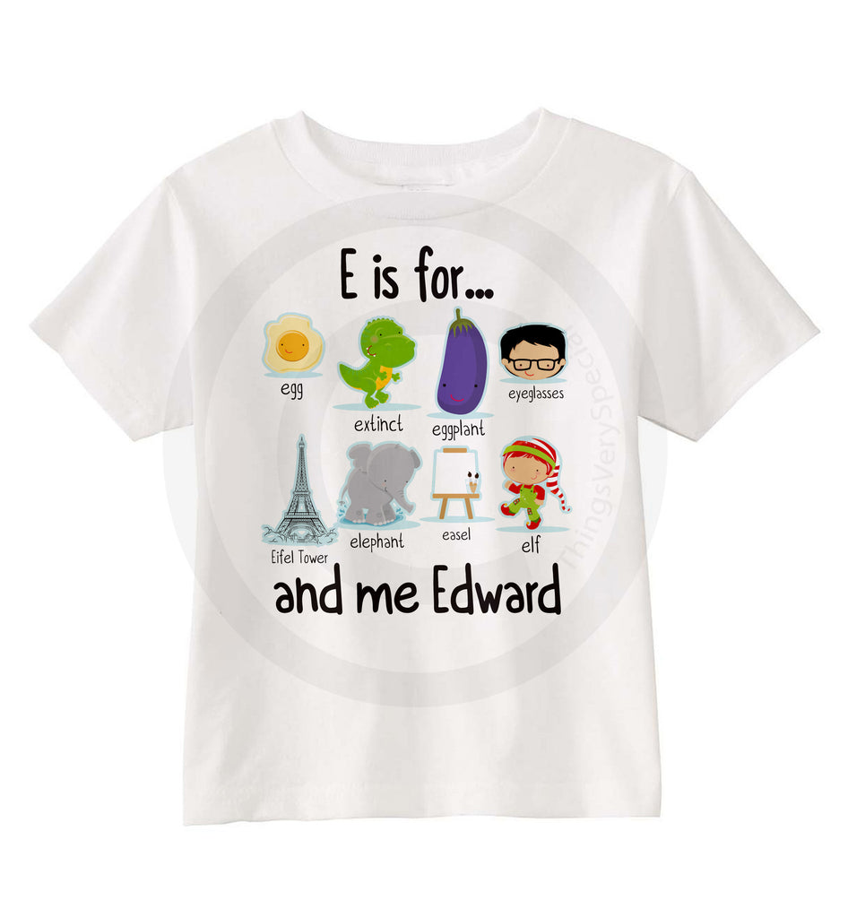 Boy's Personalized E is for Shirt, Personalized with childs name with ...