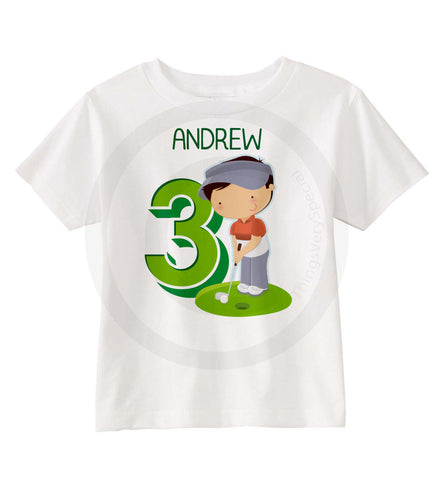 3rd Birthday Golf Theme Shirt Personalized Third Birthday Boy Golfer Tee Shirt 09252015d ThingsVerySpecial