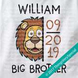 Lion Big Brother Onesie Bodysuit Personalized with name and due date