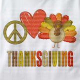 Peace Love Thanksgiving Onesie Bodysuit, short or long sleeve 09262011c