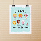Alphabet Wall Art for Child's Room, Gift for Child, Name Starts with L for girls 8.5" x 11"