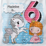 Unicorn birthday shirt for 6 year old with red hair