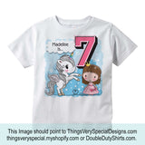 Unicorn 7th Birthday Shirt, Gift for 7 year old girl, Seventh Birthday shirt 10022018d7
