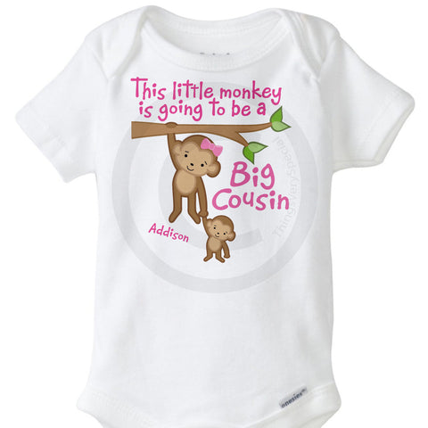 This little Monkey is going to be a big cousin Onesie Bodysuit 10032013a