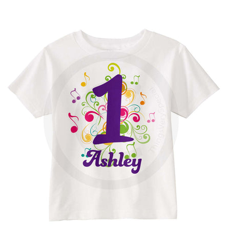 Music Theme First Birthday Shirt for Girls