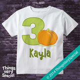 Three Year Old Pumpkin Birthday Shirt short or long sleeve