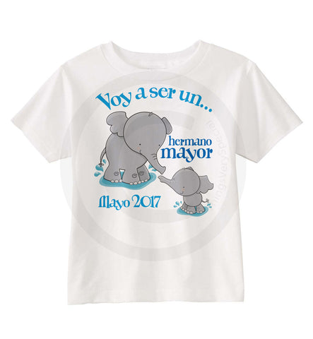 Spanish Hermano Mayor Shirt | Big Brother Shirt with Elephants 