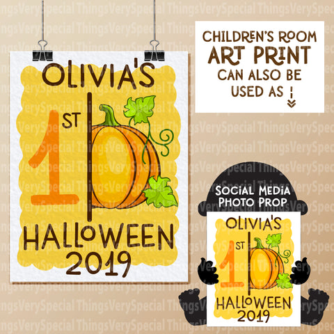 Baby's First Halloween Photo Prop and Wall Art 8.5" x 11"
