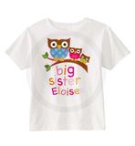 Big Sister Shirt with Owls Personalized