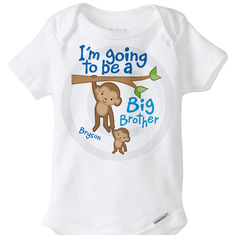 I'm going to be a Big Brother Onesie Bodysuit with cute Monkeys