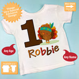 Turkey Birthday shirt with Thanksgiving Theme Turkey - Personalized 11052015a