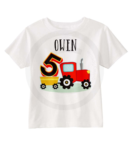 Boy's Red Tractor Birthday Shirt