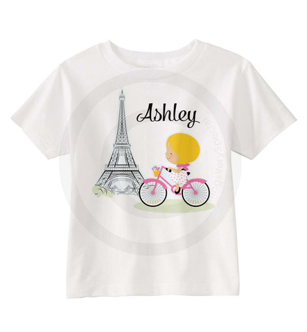 Paris Theme Girl on Bicycle Shirt