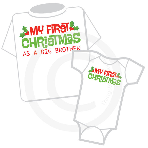 Big Brother Christmas Outfit set Matching Sibling Christmas Set St of two Kids Matching outfits My First Christmas 11082016d