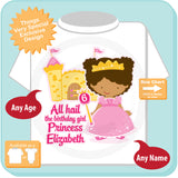 Sixth Birthday Shirt, African American Princess Birthday Shirt, Personalized Princess 6th Birthday Girl Tshirt - 6 year old gift 12032015a