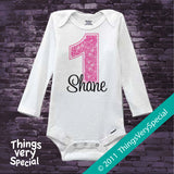 Girl's First Birthday Shirt or Onesie with big Pink number 12122011b