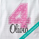 Girl's Fourth Birthday Shirt with big Pink number 12122011b