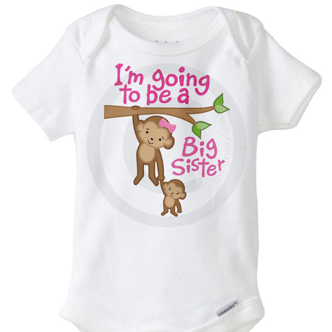 I'm going to be a Big Sister Onesie Bodysuit with Monkeys | 12132011a ThingsVerySpecial