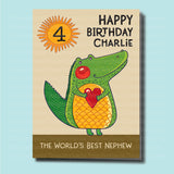 4th Birthday Card for Nephew with Dinosaur