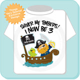 Three Year old Pirate Birthday Shirt, Shiver Me Timbers I now be 3 years old 12192013a