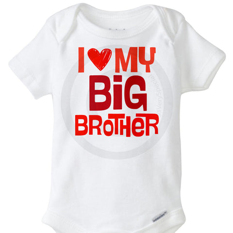 Valentine's Day Onesie for sibling, I Love My Big Brother Onesie Bodysuit - 12282016b