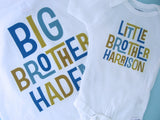 Set of Two Big Brother Little Brother Shirt or Onesie set of 2, Personalized 01162012b
