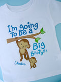 I'm Going to Be A Big Brother Shirt, Personalized Big Brother Monkey Shirt 10202011a