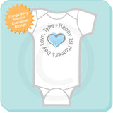 First Mother's Day Onesie, 1st Mother's Day Onsie - Blue Heart New Mom Gift - Boy's First Mother's Day Outfit - 04262012a