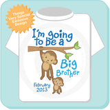 I'm Going to Be A Big Brother Shirt with Due Date and Monkey 07122012a